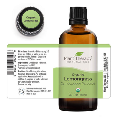 Plant Therapy Aroma 100mL Essential Oil, 3.3 Oz, Organic Lemongrass (2 Pack) - VMInnovations