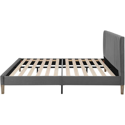 Classic Brands Chicago Tufted Upholstered Platform Bed Frame, King, Dark Grey