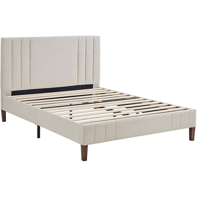 Classic Brands Chicago Modern Tufted Upholstered Platform Bed Frame, Full, Shell