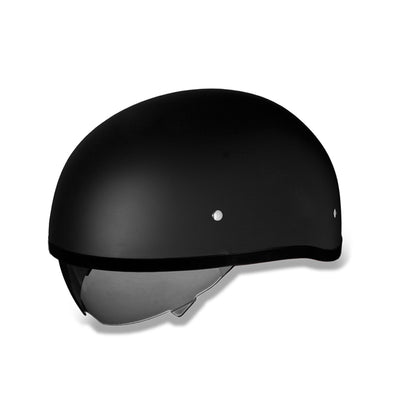 Daytona Helmets Motorcycle Half Helmet Skull Cap w/Inner Shield, XL, Dull Black