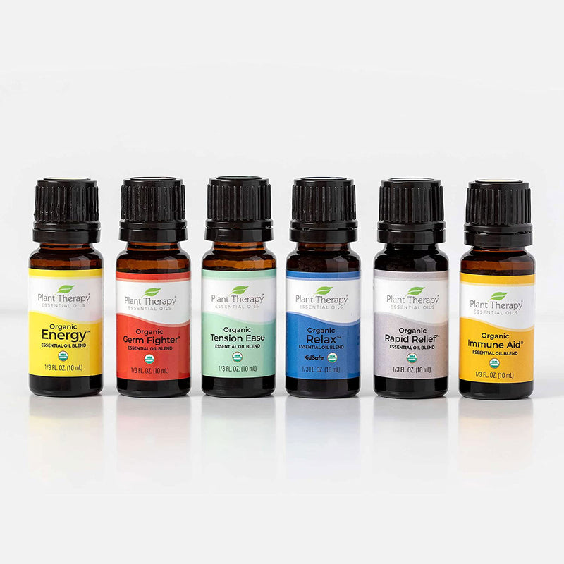 Plant Therapy 10 mL Essential Oils, 0.33 Oz, Top 6 Organic Blends (Open Box)