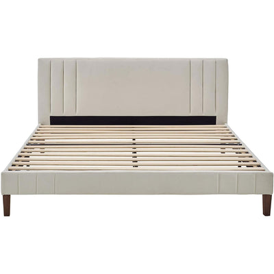 Classic Brands Chicago Modern Tufted Upholstered Platform Bed Frame, King, Shell