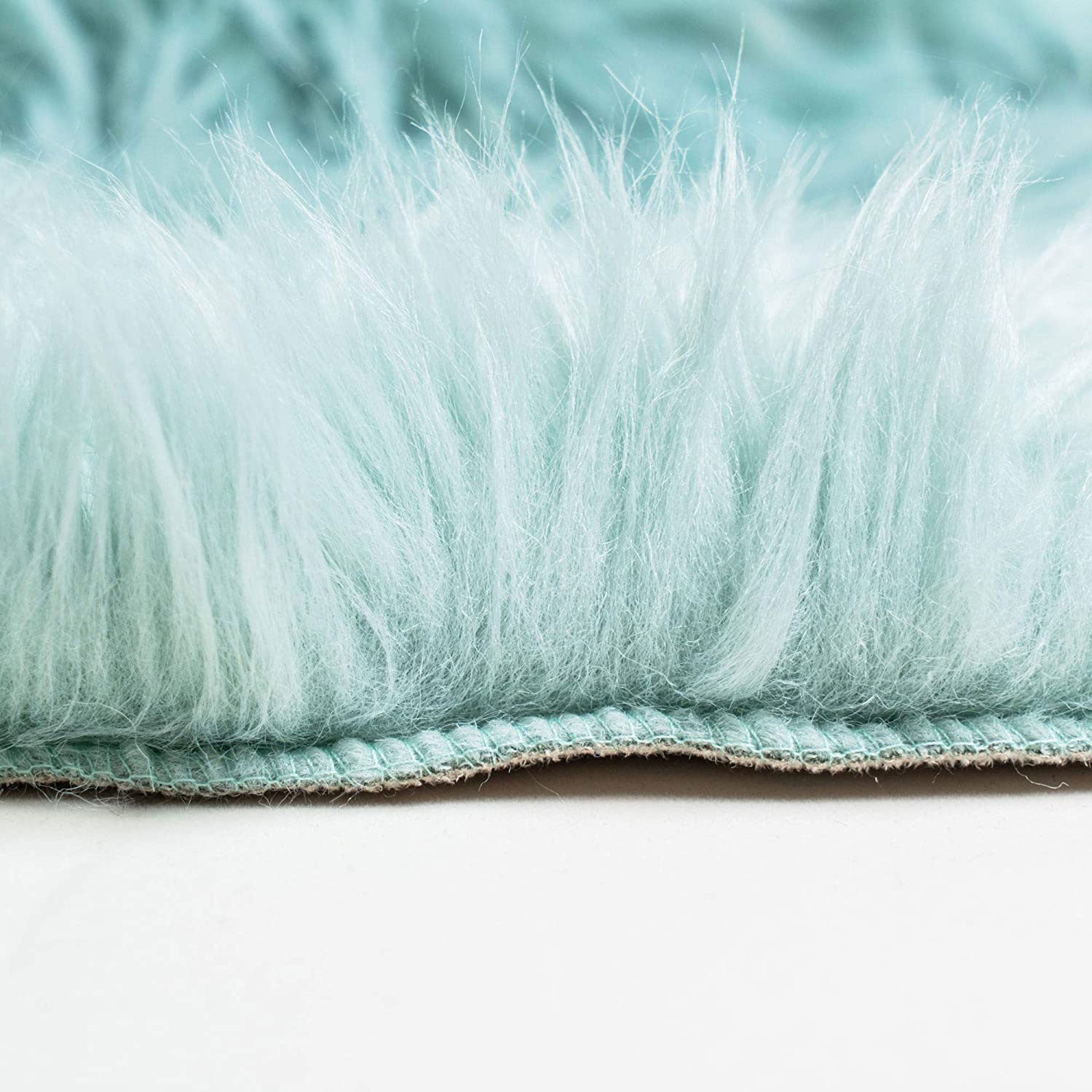 Super Area Rugs Round 3 Foot Plush Soft Faux Fake Sheepskin Fur Shag Rug, Teal (Refurbished)