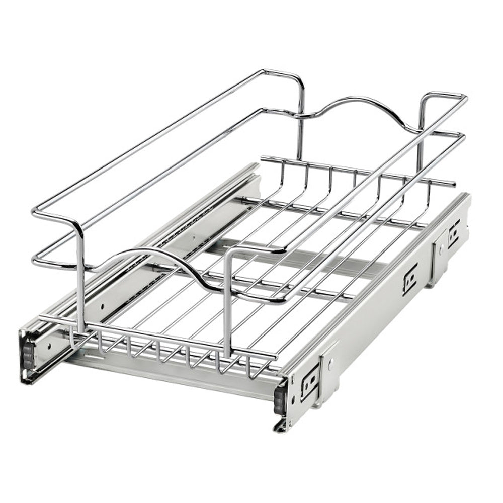 Rev-A-Shelf Pullout Basket Organizer for Kitchen or Vanity Cabinets, 8.5"x18", 5WB1-0918CR-1