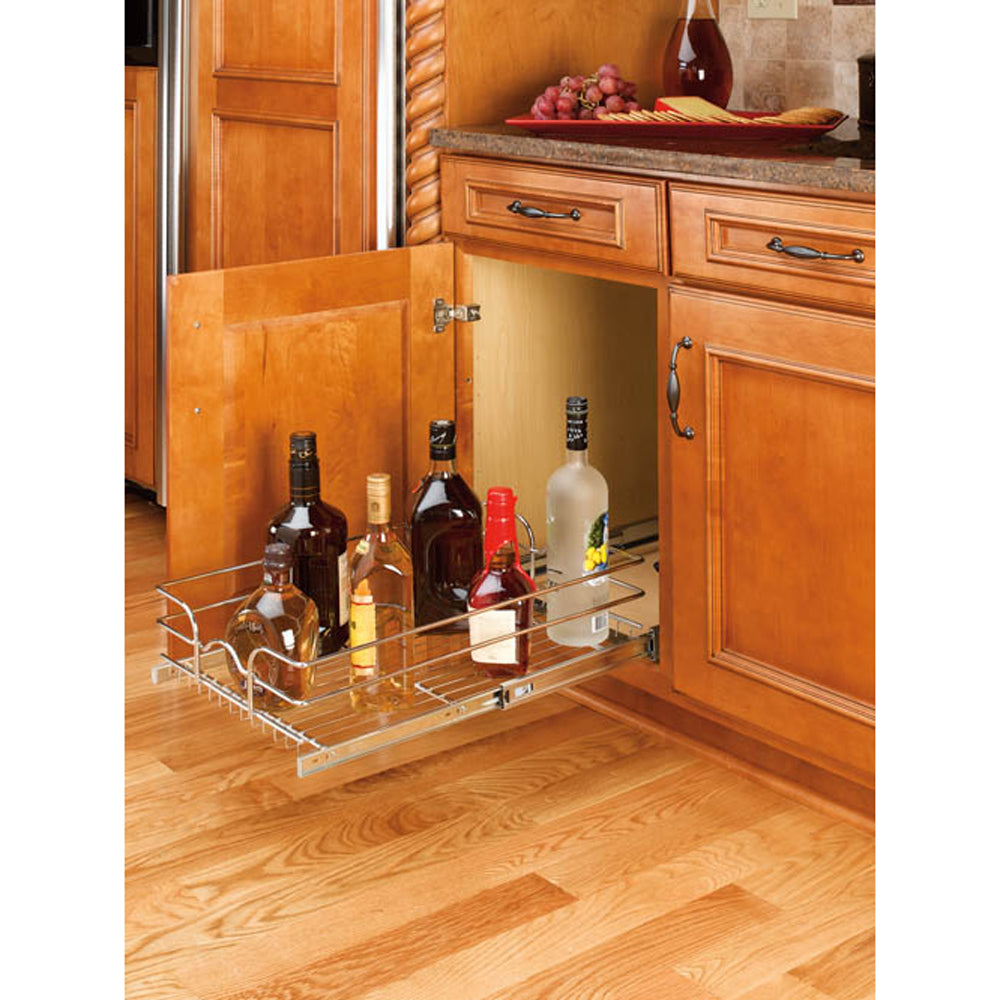 Rev-A-Shelf 15 Inch Single Wire Basket Pull Out Cabinet Organizer (Used)