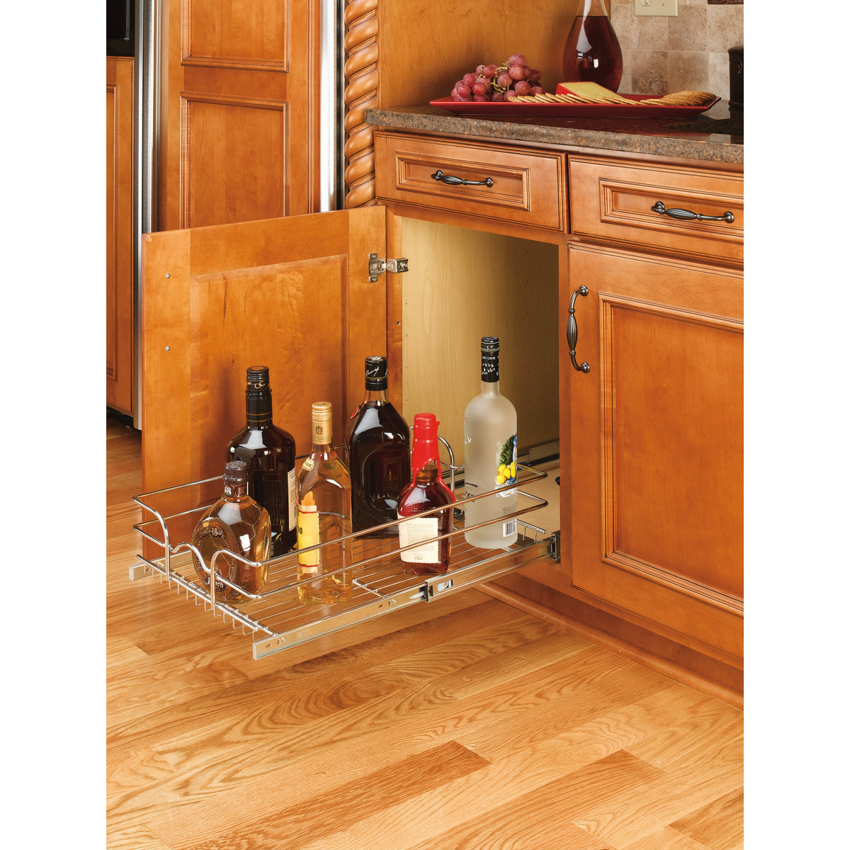 Rev-A-Shelf 12 Inch Chrome Single Wire Basket Cabinet Organizer (Open Box)