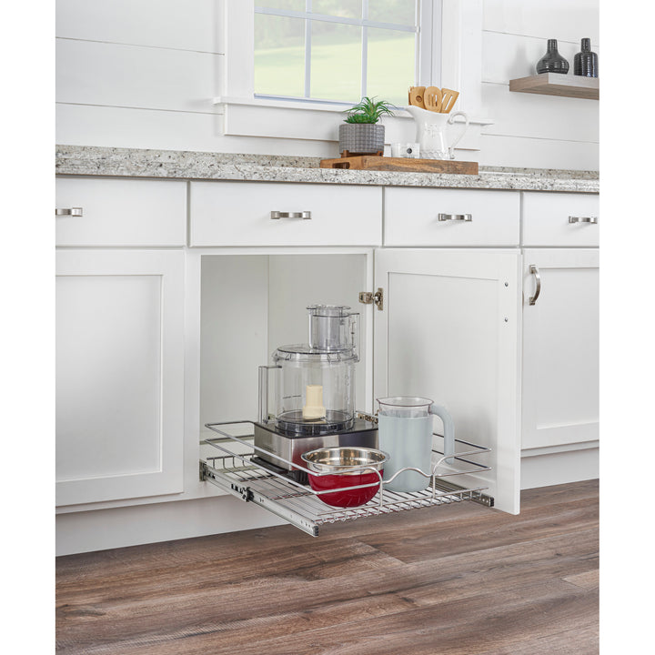 Rev-A-Shelf Pullout Basket Organizer for Kitchen or Vanity Cabinets, 15 x 20 In, 5WB1-1520CR-1