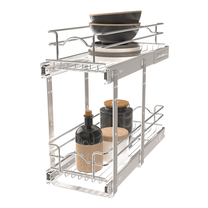 Rev-A-Shelf Pullout 2-Tier Basket Organizer for Kitchen Cabinets, 9 x 22 In, 5WB2-0922CR-1