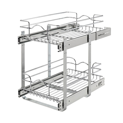 Rev-A-Shelf 12" x 18" 2-Tier Cabinet Pull Out Wire Basket, Chrome (Refurbished)