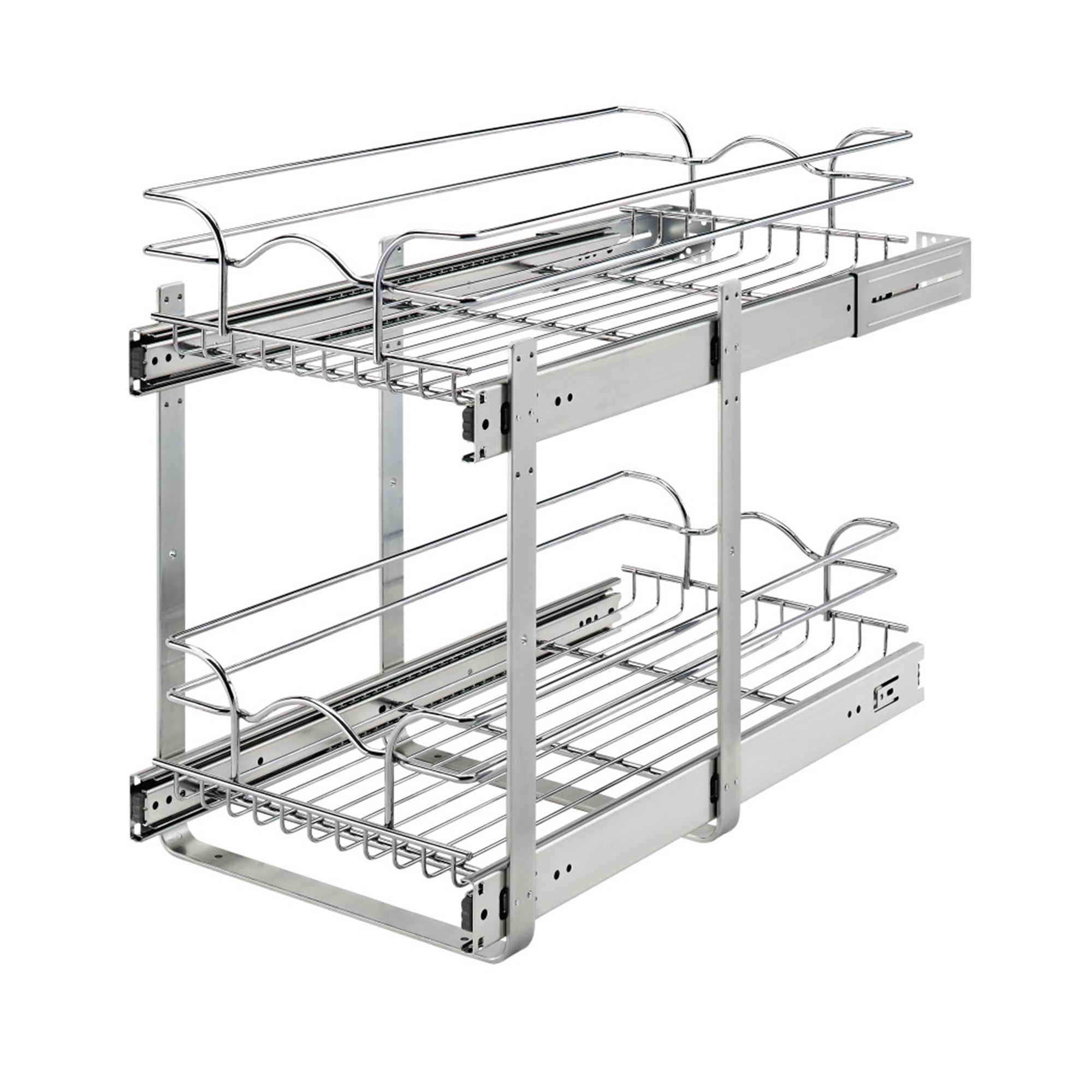 Rev-A-Shelf 12" x 22" 2-Tier Cabinet Pull Out Wire Baskets, Chrome (Refurbished)