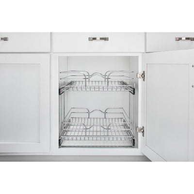 Rev-A-Shelf 18" x 22" 2-Tier Cabinet Pull Out Wire Baskets, Chrome (Refurbished)