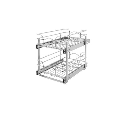 Rev-A-Shelf 5WB2-1822-CR 18 Inch 2 Tier Wire Baskets, Plated Chrome (2 Pack)