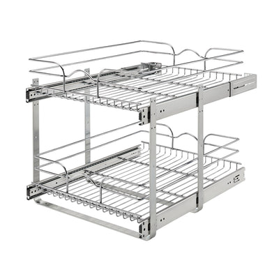 Rev-A-Shelf 18" x 22" 2-Tier Cabinet Pull Out Wire Baskets, Chrome (Refurbished)
