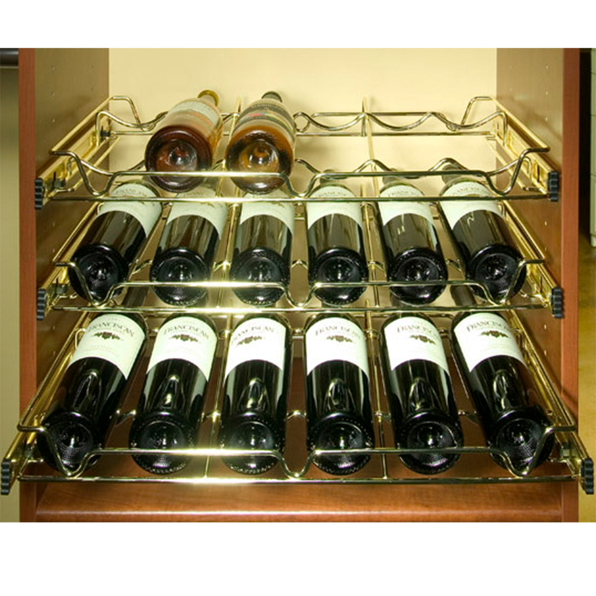 Rev-A-Shelf Sidelines 5WBR-30CR-1 30 Inch Chrome Wire Pullout Cabinet Wine Rack