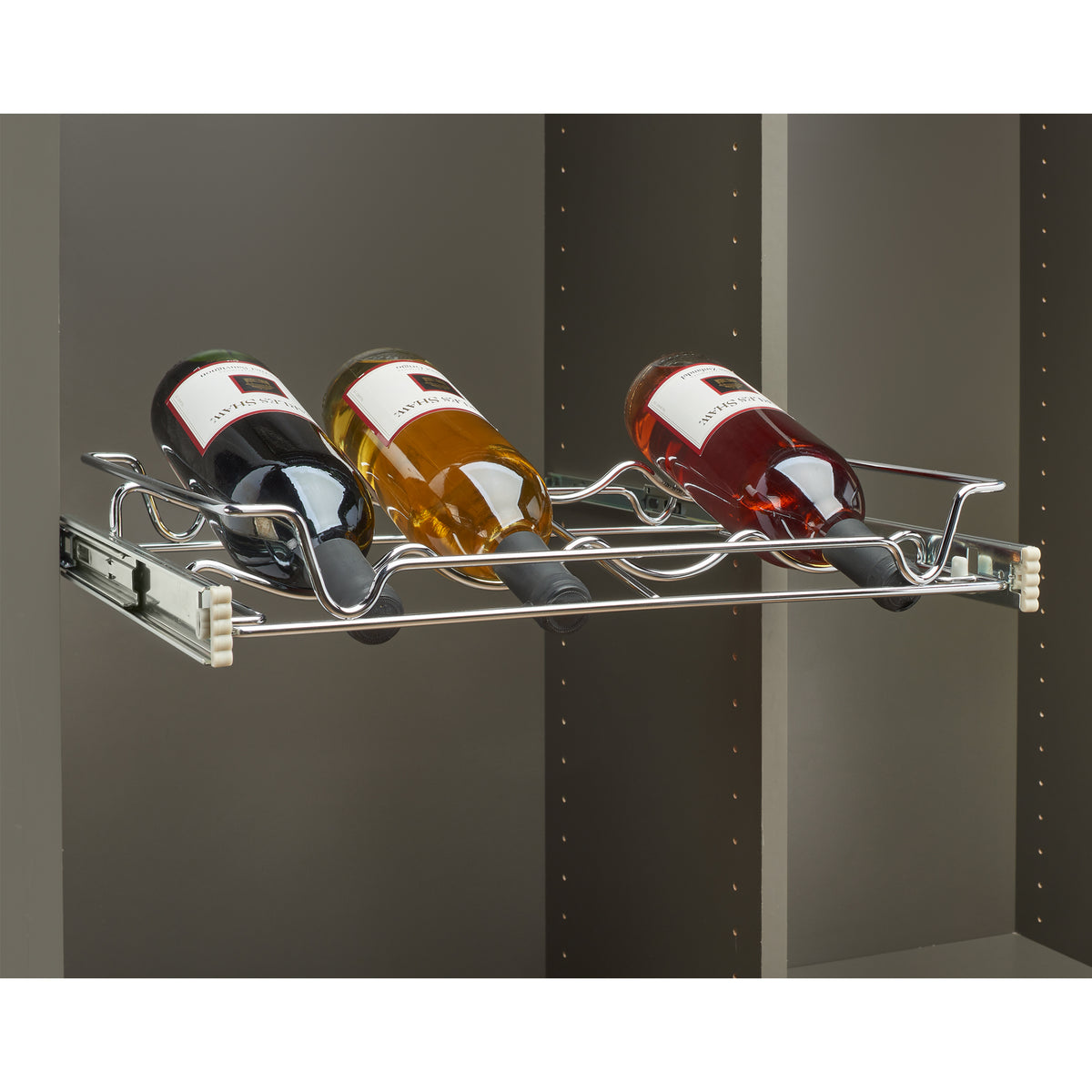 Rev-A-Shelf Sidelines 5WBR-30CR-1 30 Inch Chrome Wire Pullout Cabinet Wine Rack