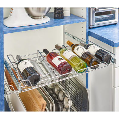 Rev-A-Shelf Sidelines 5WBR-30CR-1 30 Inch Chrome Wire Pullout Cabinet Wine Rack