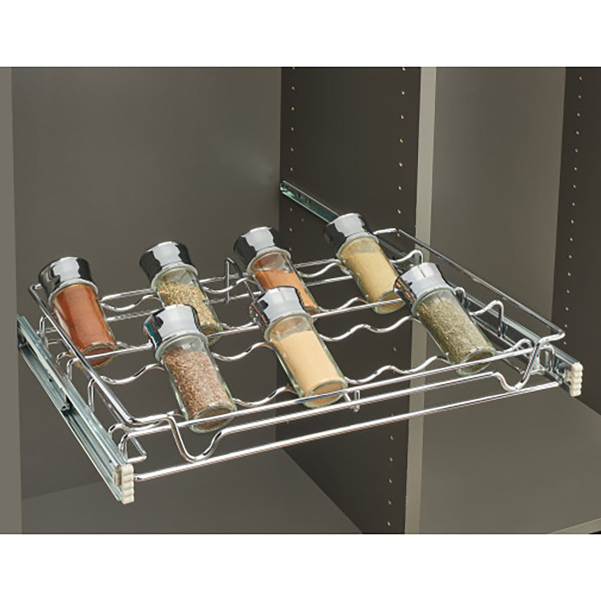 Rev-A-Shelf Sidelines 5WSCR-30CR-1 30" Chrome Wire Pullout Sliding Spice Rack
