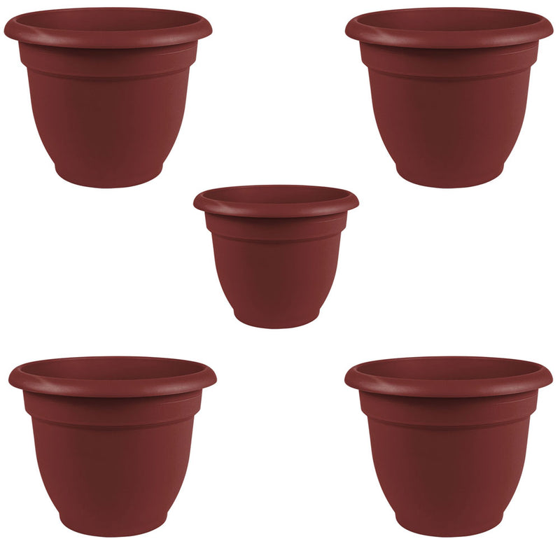 Bloem Ariana 6 Inch Self Watering Plastic Flowerpot Planter, Union Red (5 pack)