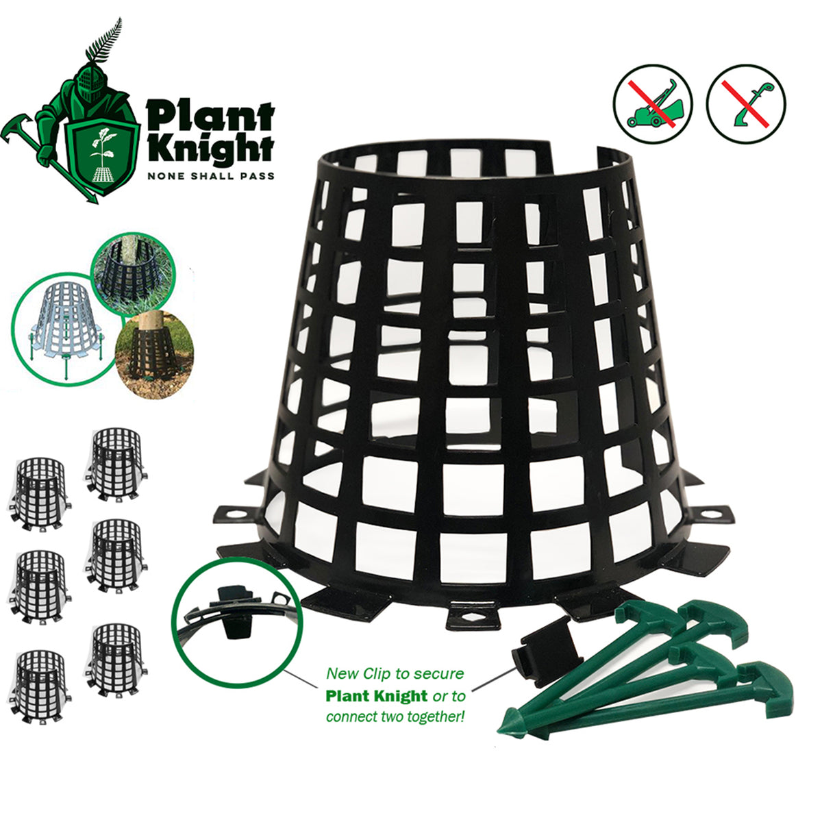 Plant Knight Tree Trunk Guard Protector for Garden Protection, 6 Pack (Black)