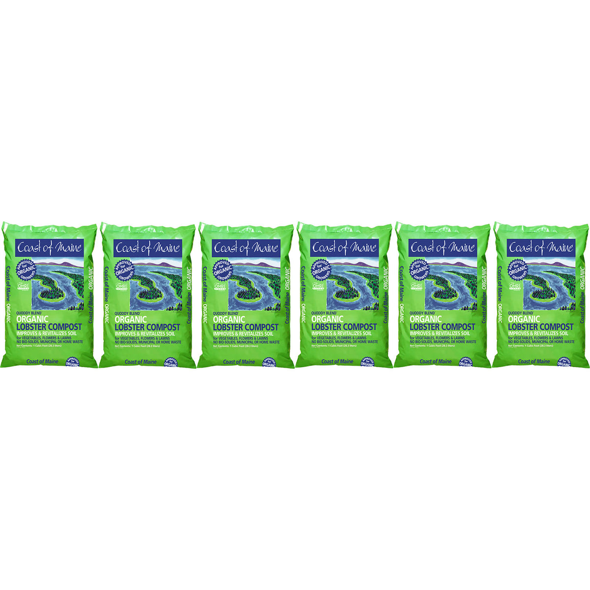 Coast of Maine Quoddy Blend Lobster Compost Plant Soil, 1 Cubic Foot (6 Pack)