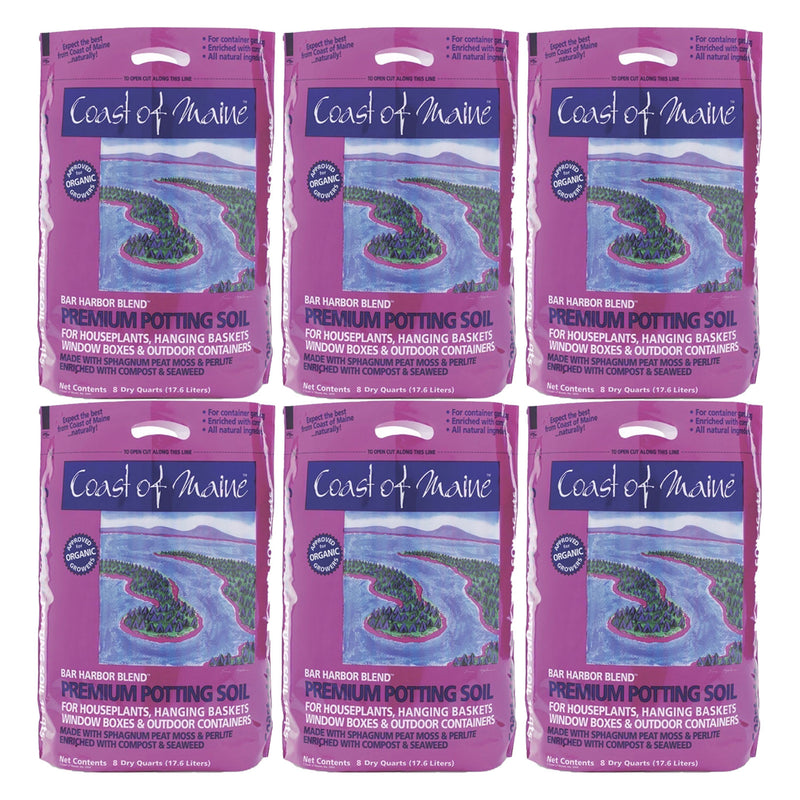 Coast of Maine Bar Harbor Blend Organic Potting Soil, 8 Quart Bag (6 Pack)
