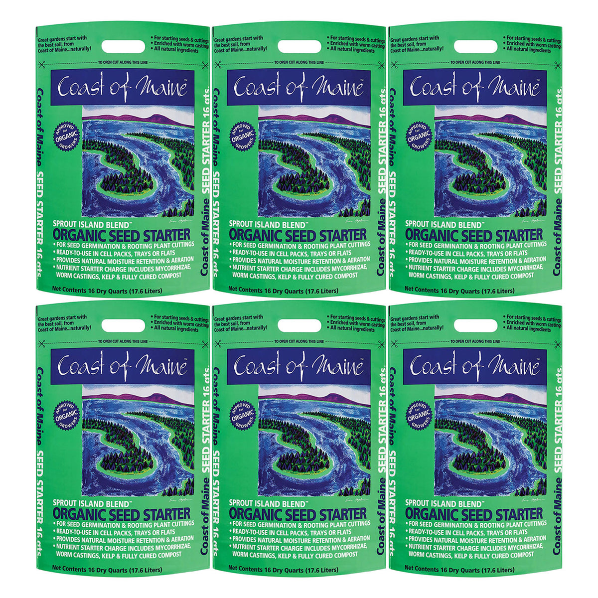 Coast of Maine Organic Seed Starter for Root Plant Cuttings, 16 Qt (6 Pack)