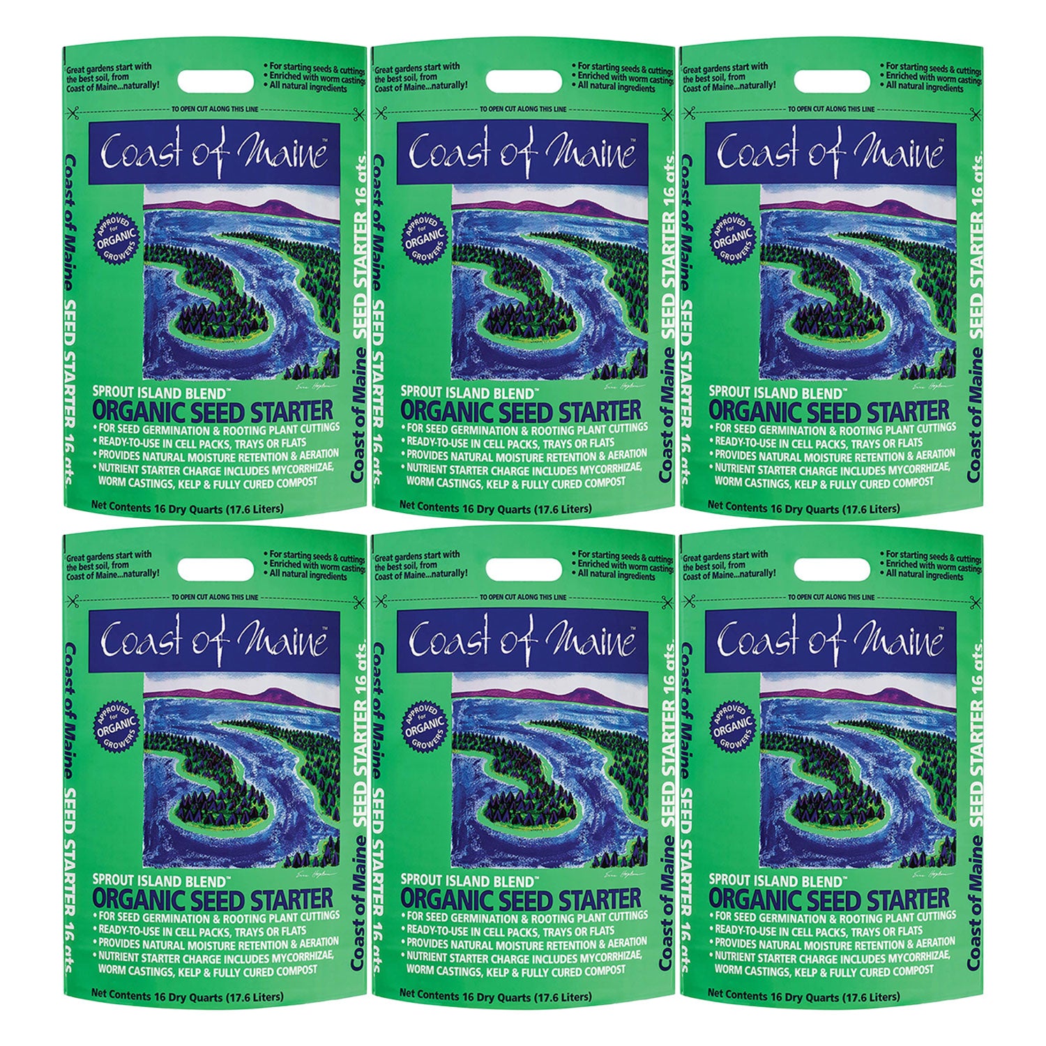 Coast of Maine Organic Seed Starter for Root Plant Cuttings, 16 Qt (6 Pack)