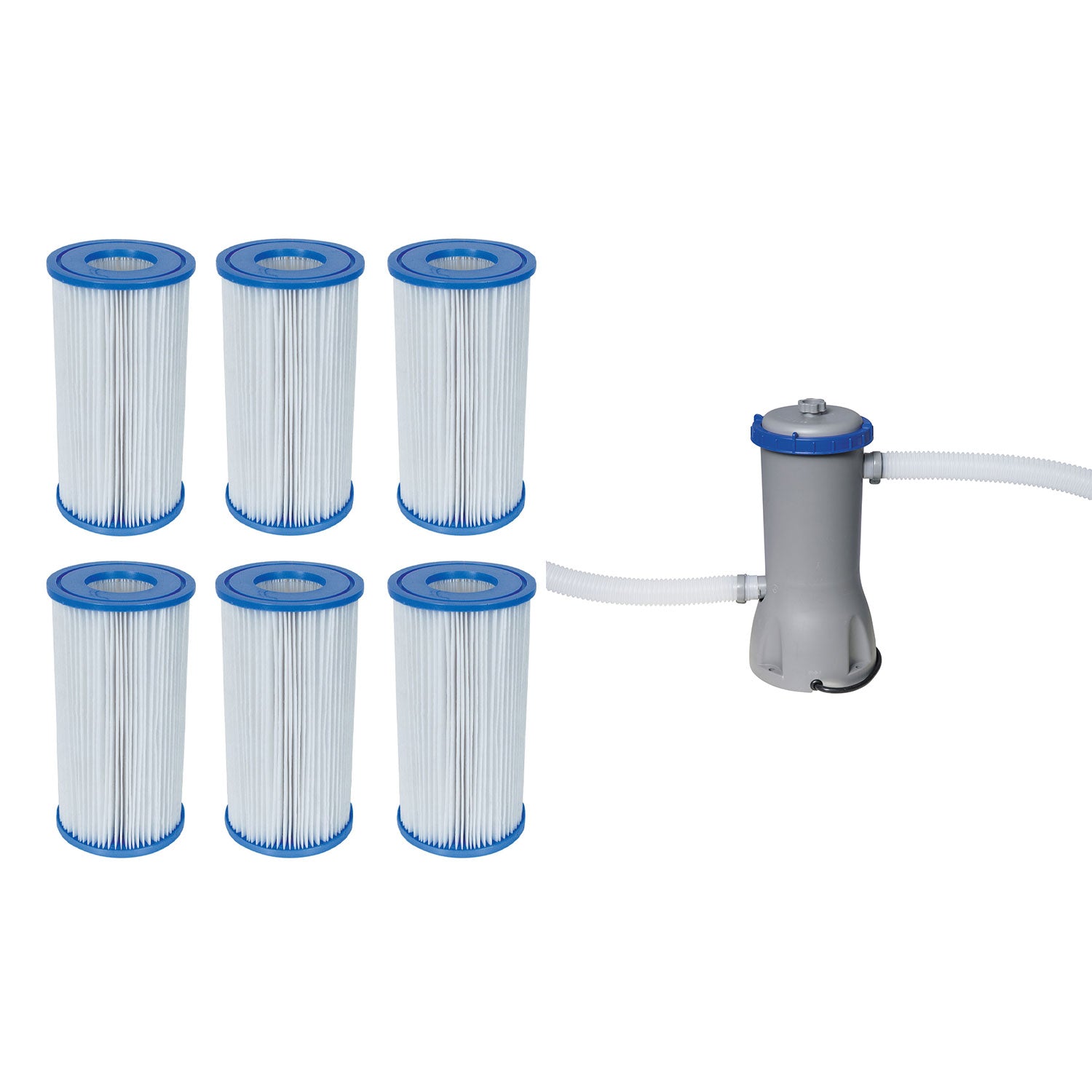 Bestway Pool Filter Pump Cartridge Type-III (6 Pack) + Pool Filter Pump System - VMInnovations