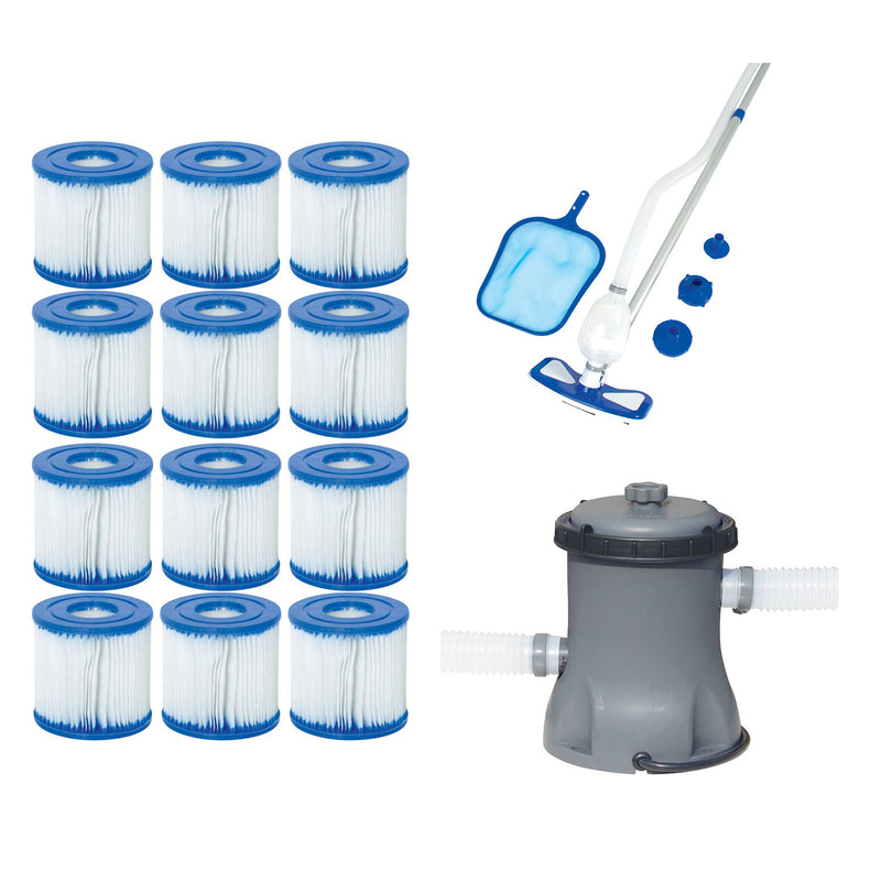 Bestway Type VII/D Filter Cartridges + Pool Cleaning Kit + Pool Filter Pump