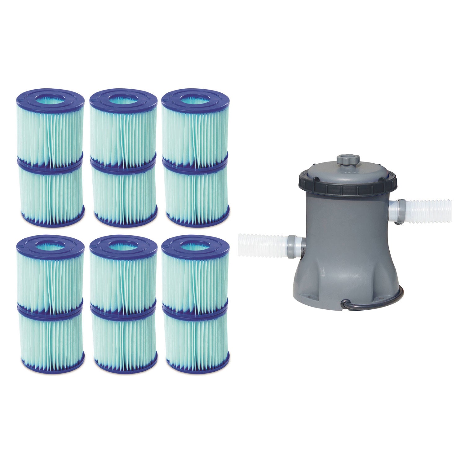 Bestway Pool Filter Pump Cartridge Type VII/D (6 Pack) + Pool Filter Pump - VMInnovations
