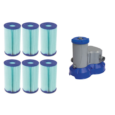 Bestway Type IV/B Pool Filter Cartridge (6 Pack) + Above Ground Pool Filter Pump