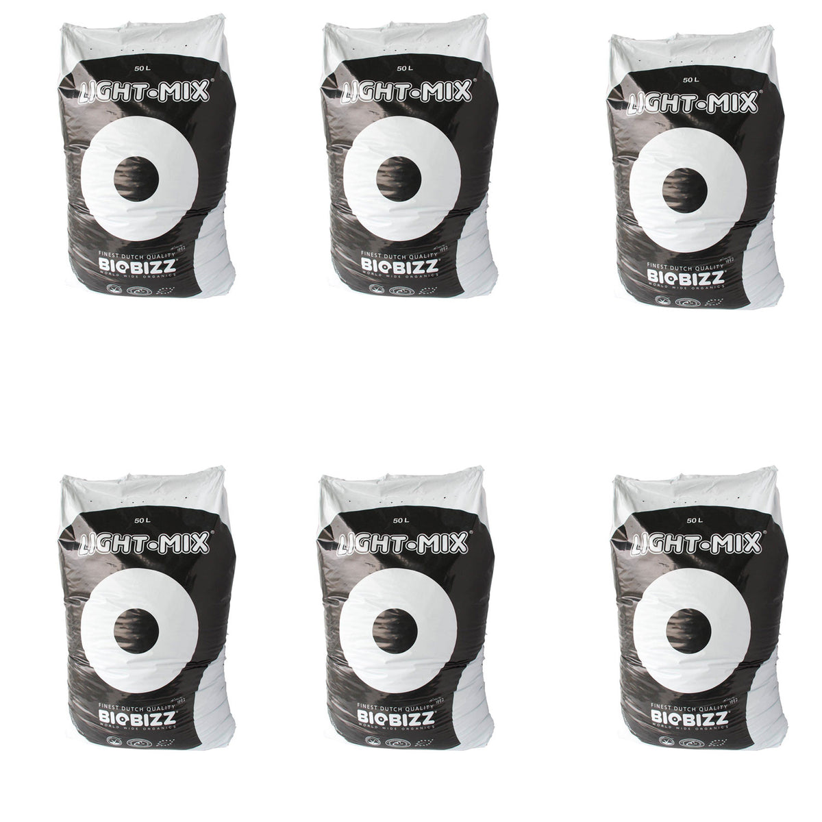 BioBizz BBLM50L Light-Mix 50L Organic Farm Plant Growing Substrate Bag (6 Pack)