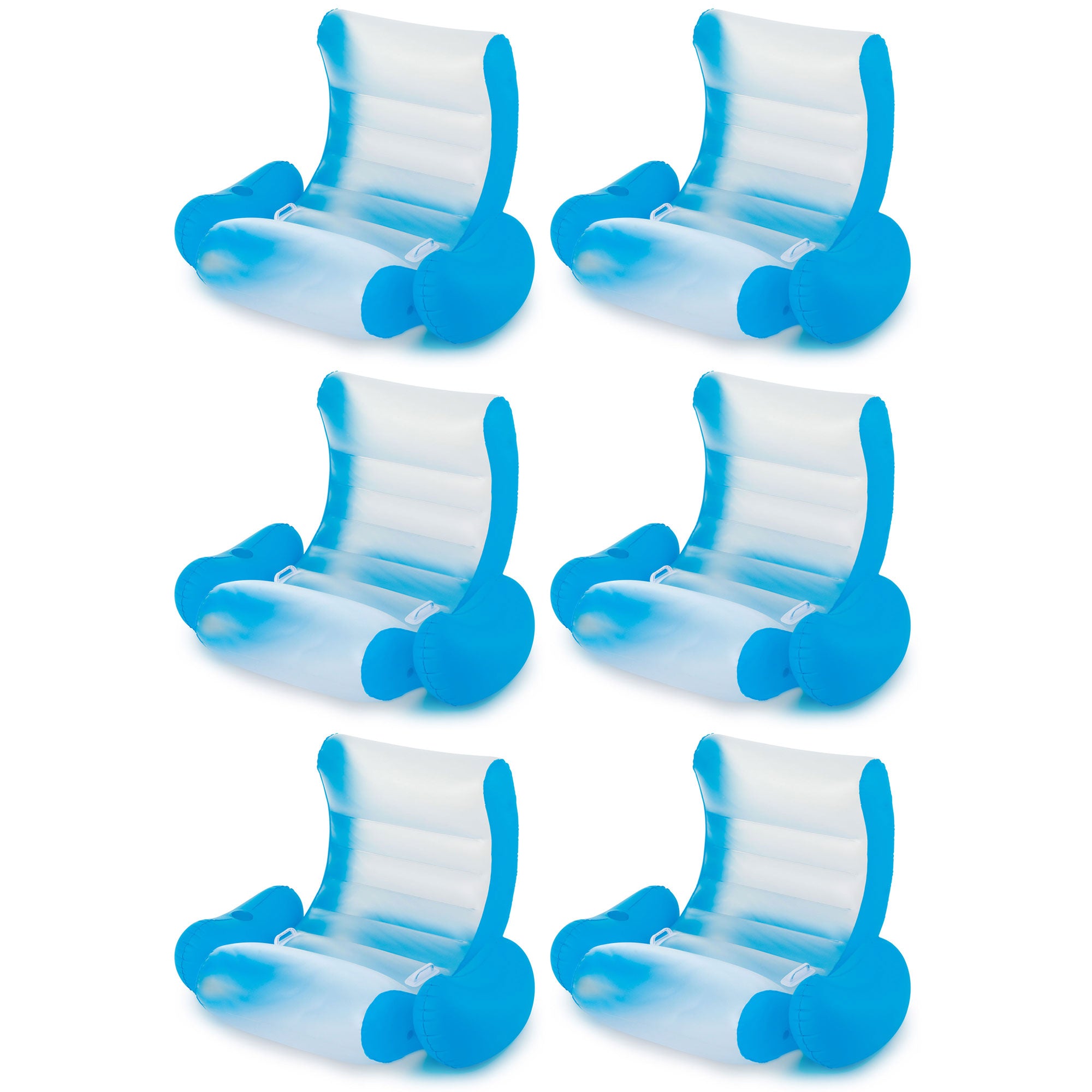 Summer Waves Inflatable Pool Rocking Chair Lounge with Aqua Glow LED (6 Pack)