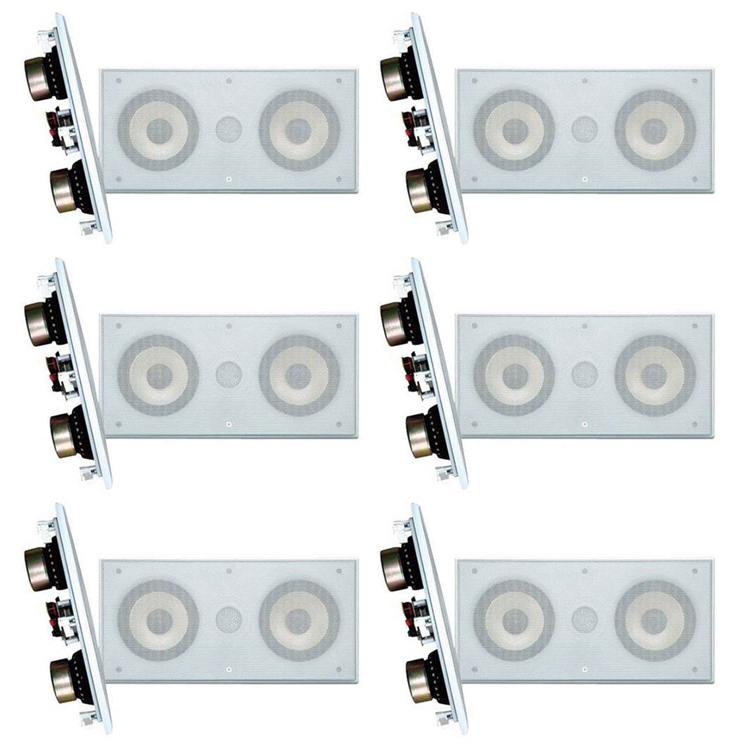 PyleHome 5.25" 300W In Wall/Celing Speaker White Single Unit, 2-Way (6 Pack)