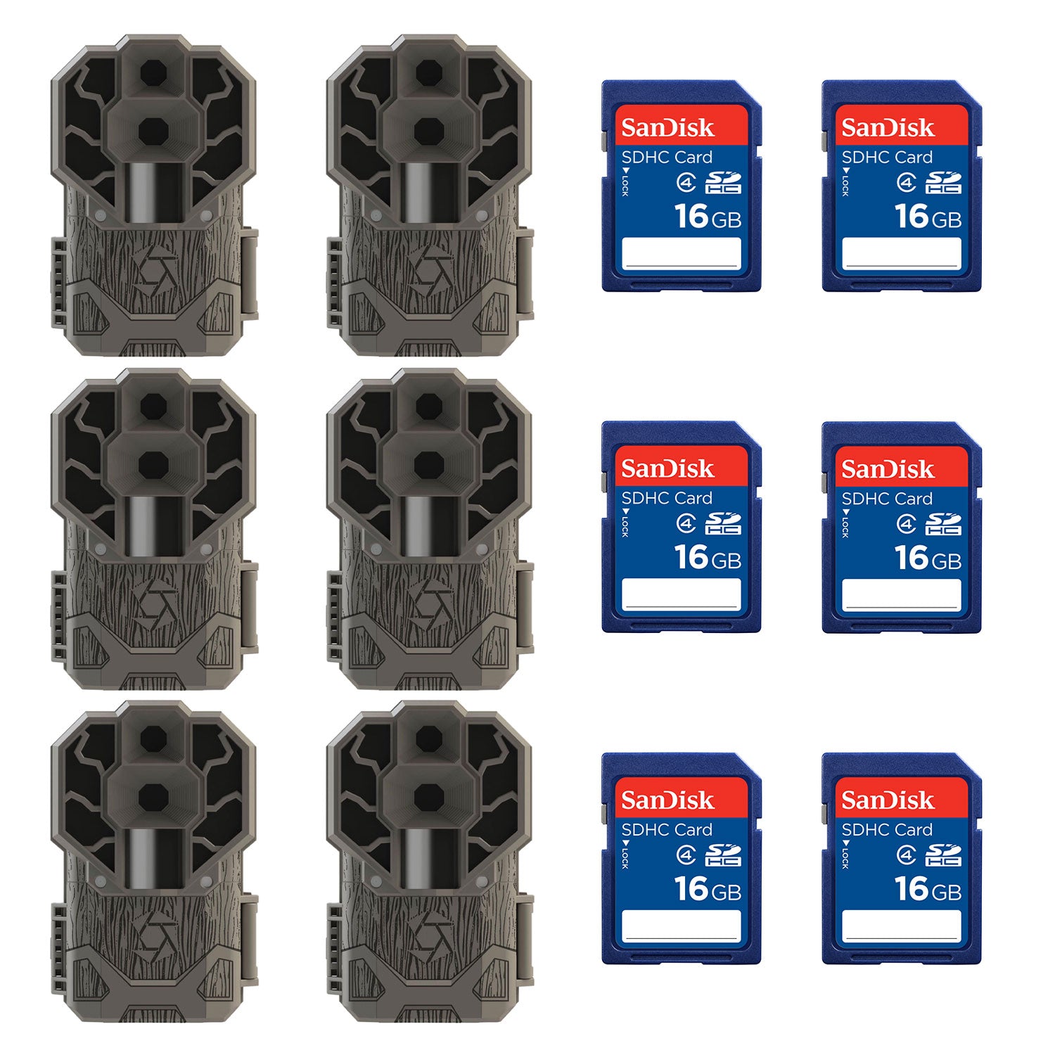 Stealth Cam 30MP 4K HD Game Trail Camera (6 Pack) + 16GB SD Memory Card (6 Pack)