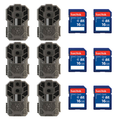 Stealth Cam 30MP 4K HD Game Trail Camera (6 Pack) + 16GB SD Memory Card (6 Pack)