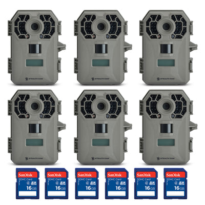 Stealth Cam 10MP Game Camera (Certified Refurbished)(6 Pk) + 16GB SD Card (6 Pk)