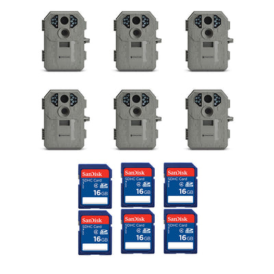 Stealth Cam 6MP IR Game Camera (6 Pack) & SanDisk 16GB SD Memory Card (6 Pack) - VMInnovations