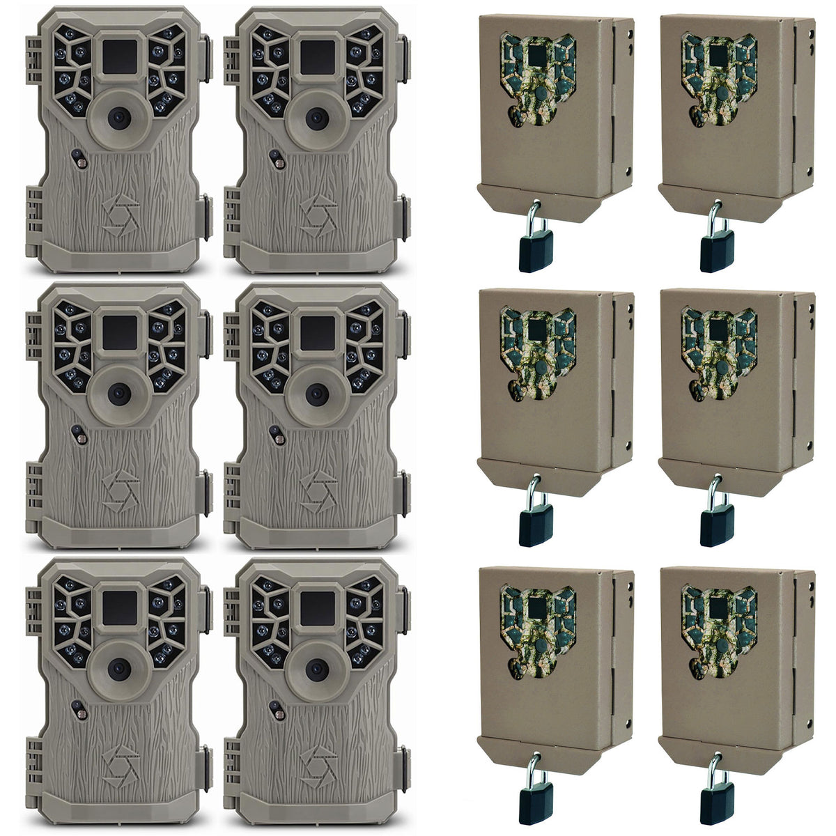 Stealth Cam 8MP 14 IR Emitter Hunting Game Trail Camera & Security Box (6 Pack)