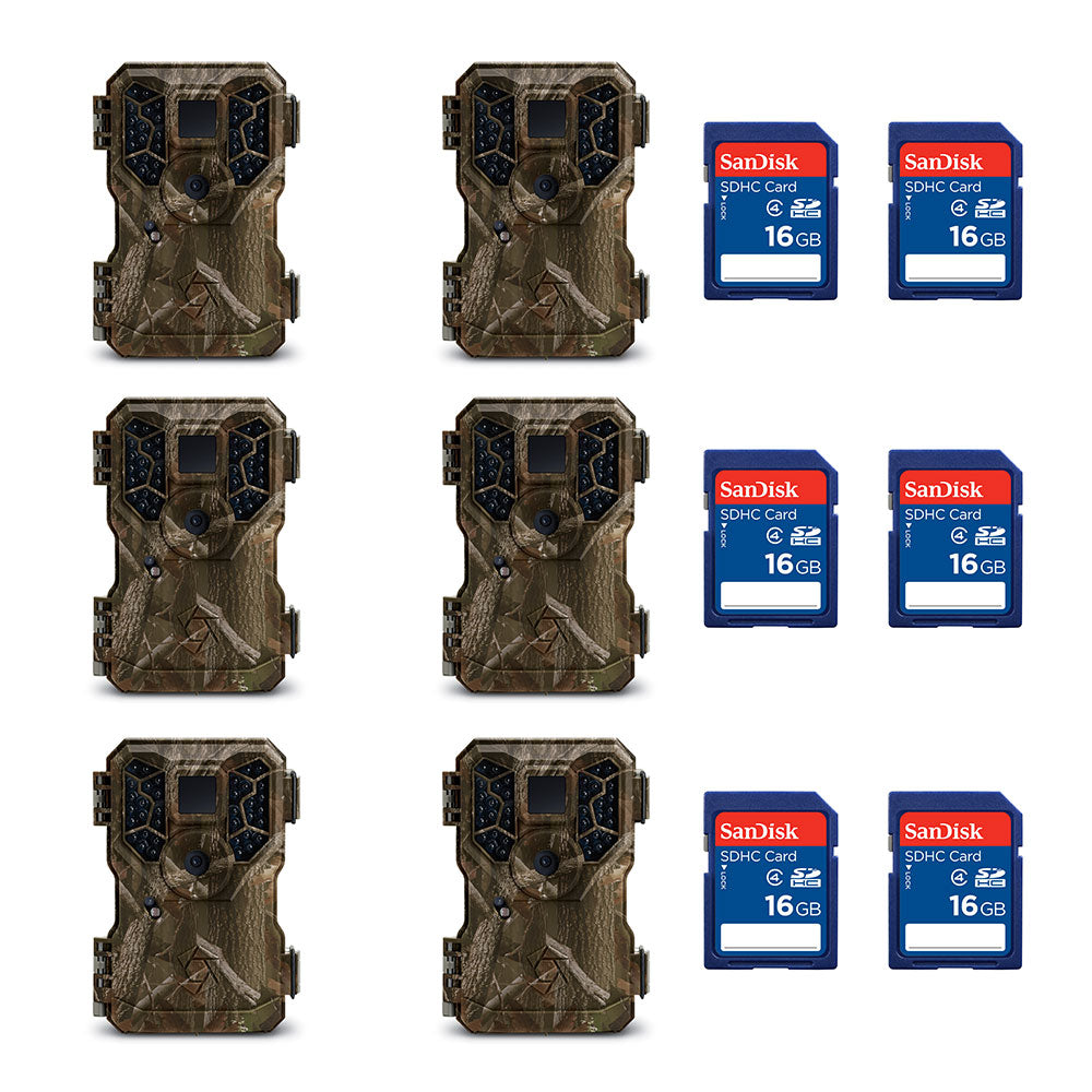 Stealth Cam 8MP IR Trail Camera (6 Pack) & SanDisk 16GB SD Memory Card (6 Pack) - VMInnovations