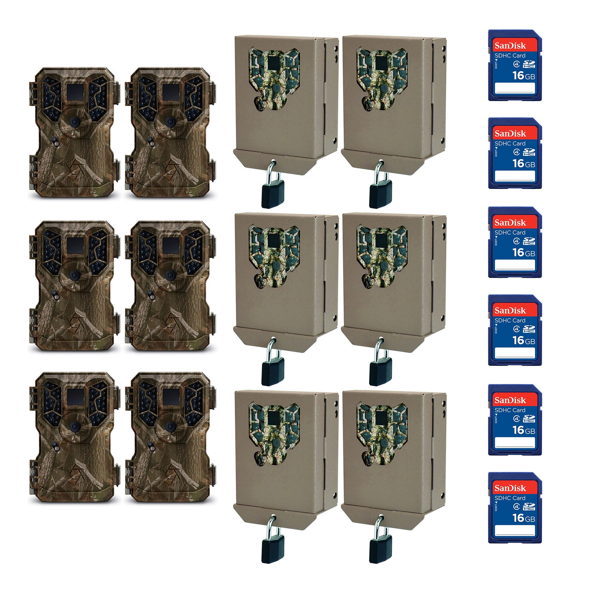 Stealth Cam GSM 8MP No Glo Mini Infrared Game Camera w/ Lockbox & SD (6 Pack)
