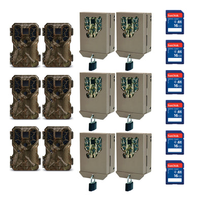 Stealth Cam GSM 8MP No Glo Mini Infrared Game Camera w/ Lockbox & SD (6 Pack)