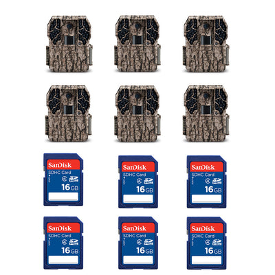 Stealth Cam 10MP Trail Camera (6 Pack) & SanDisk 16GB SD Memory Card (6 Pack) - VMInnovations