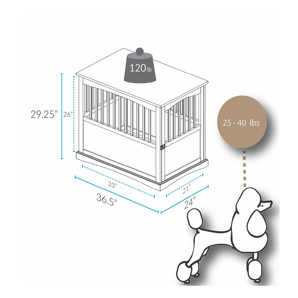 Casual Home Wooden Pet Crate Dog House End Table Night Stand, Taupe Gray (Used)