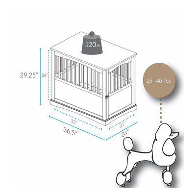 Casual Home Wooden Pet Crate Dog House End Table Night Stand, Taupe Gray (Used)