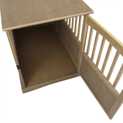 Casual Home Large Wooden Pet Crate Dog End Table, Taupe Gray (For Parts)