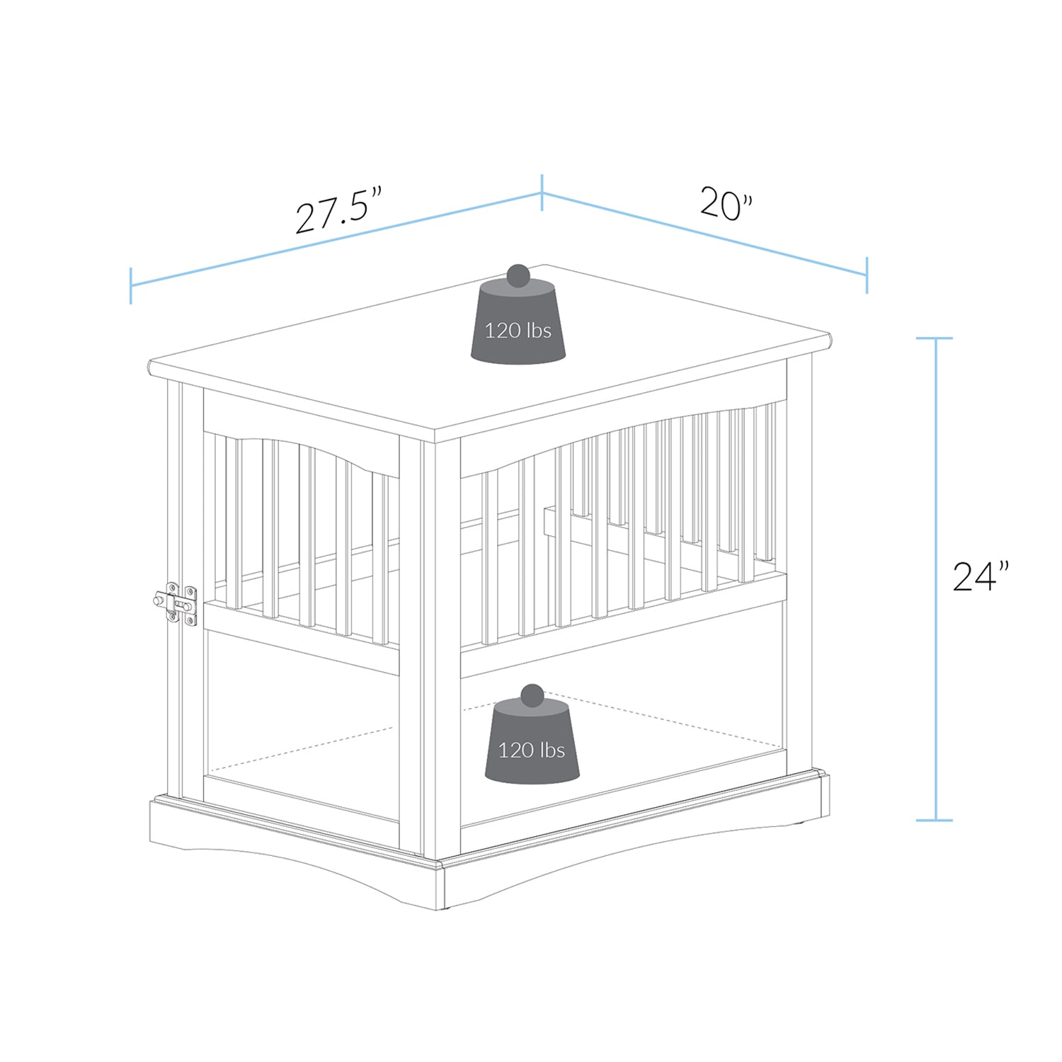 Casual Home Wooden Pet Crate Dog House End Table Night Stand,Gray (Open Box) - VMInnovations