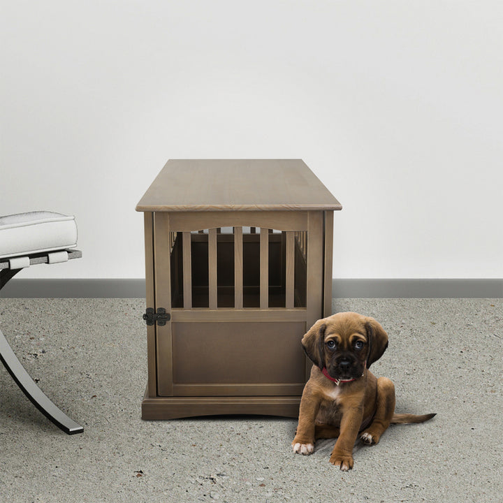 Casual Home Wooden Pet Crate Dog House End Table Night Stand,Gray (Open Box)