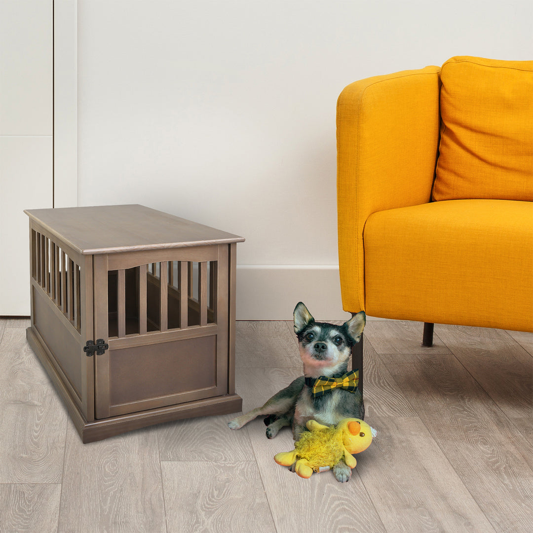 Casual Home Wooden Pet Crate Dog House End Table Night Stand,Gray (Open Box)