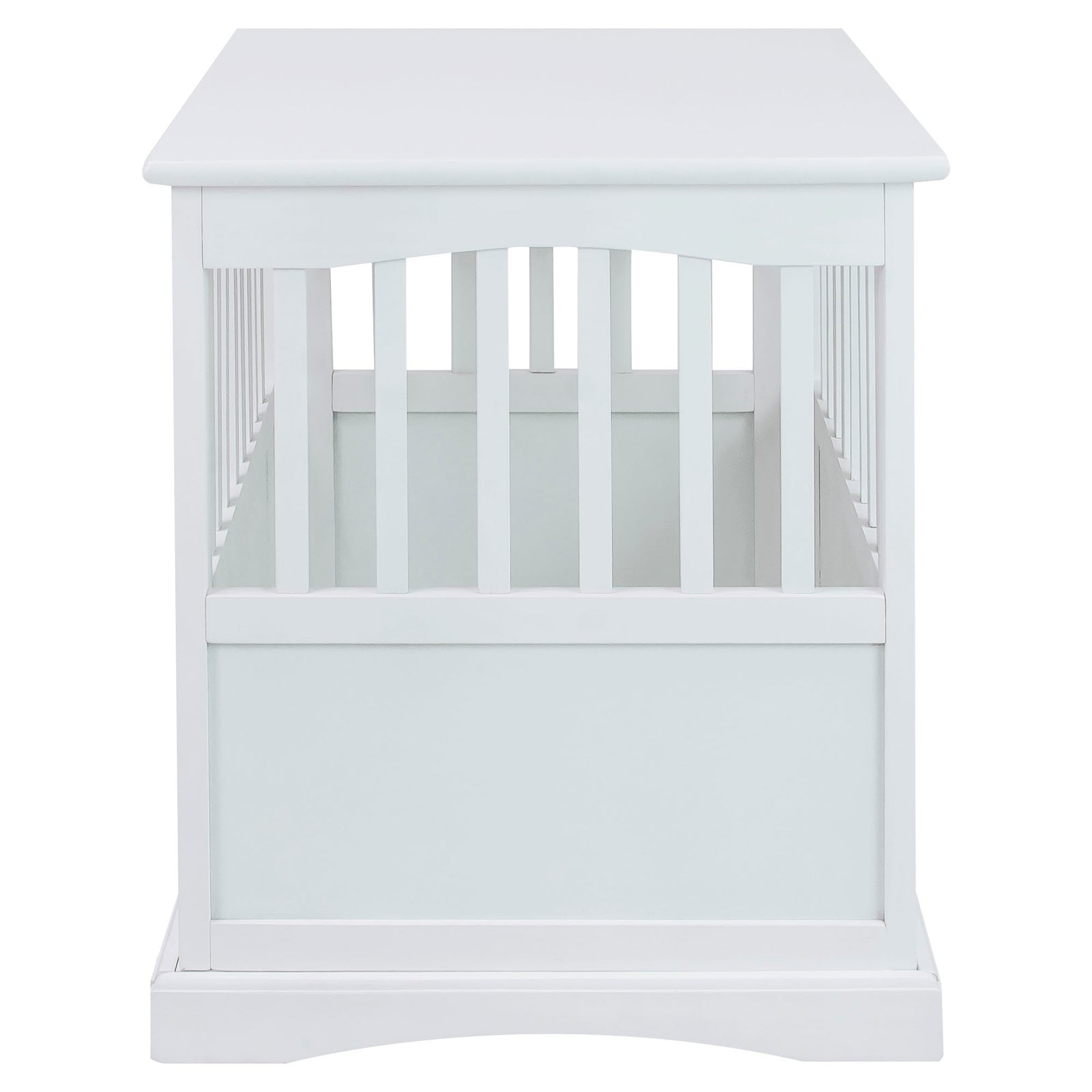 Casual Home Solid Wood Lockable Gate Door Pet Crate and End Side Table, White - VMInnovations